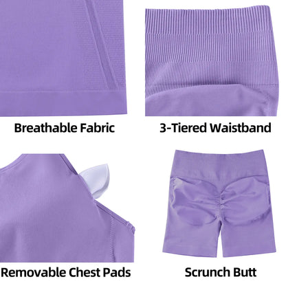 3PCS Seamless Gym Set for Women Yoga Fitness Running Sportswear Workout