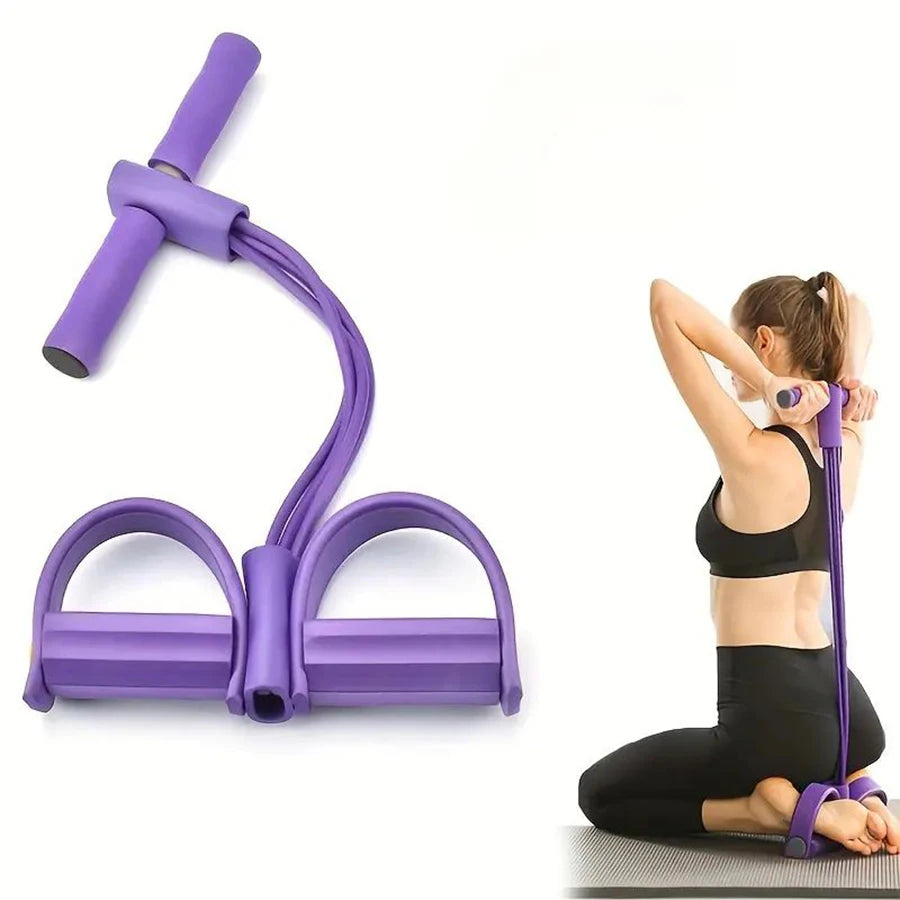 1Pc6-Tube Elastic Yoga Pedal Pull Resistance Band, Suitable for Abdominal/Waist/Arm/Leg Stretching Slimming Training